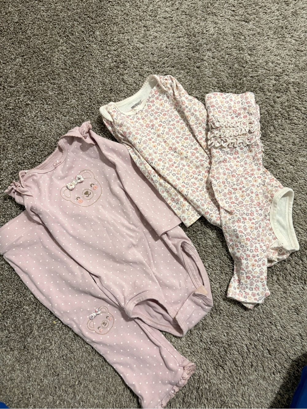 Girls' Pink Floral & Dot Matching Onesie Set